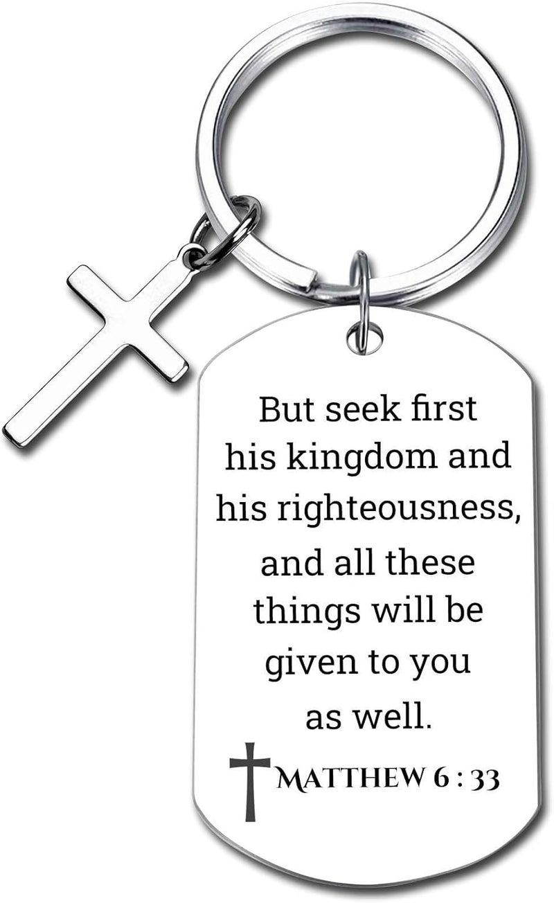 GiftYou Inspirational Scripture Metal Key Chains with Cross Pendant - Bible Verse Keychain Religious Gift for Christian - Image 1